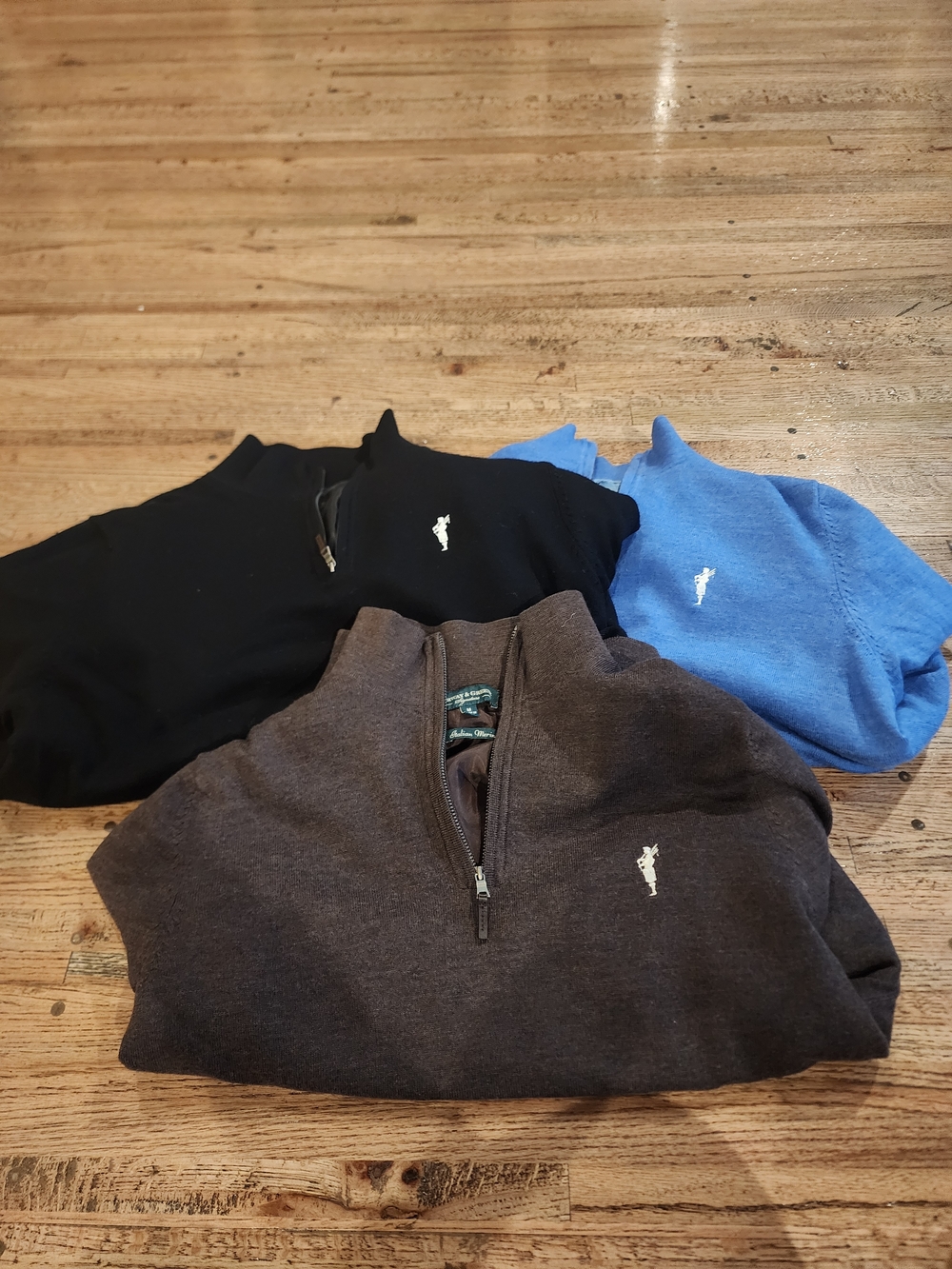 Fairway & Greene Men's Zip-Up Sweater Trio in Black, Blue, and Brown